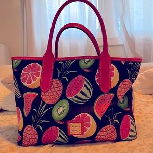Tropical tote fruits and red ! Dooney and bourke perfect condition w tags.